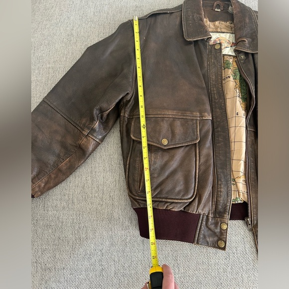 Vintage 100% Leather Brown Bomber Jacket - Picture 5 of 11